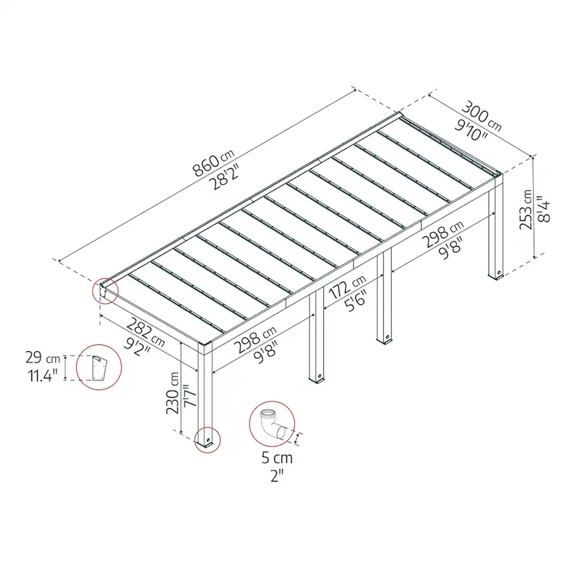 Altantak Canopia by Palram Helsinki Cederträ 3X8,6 m
