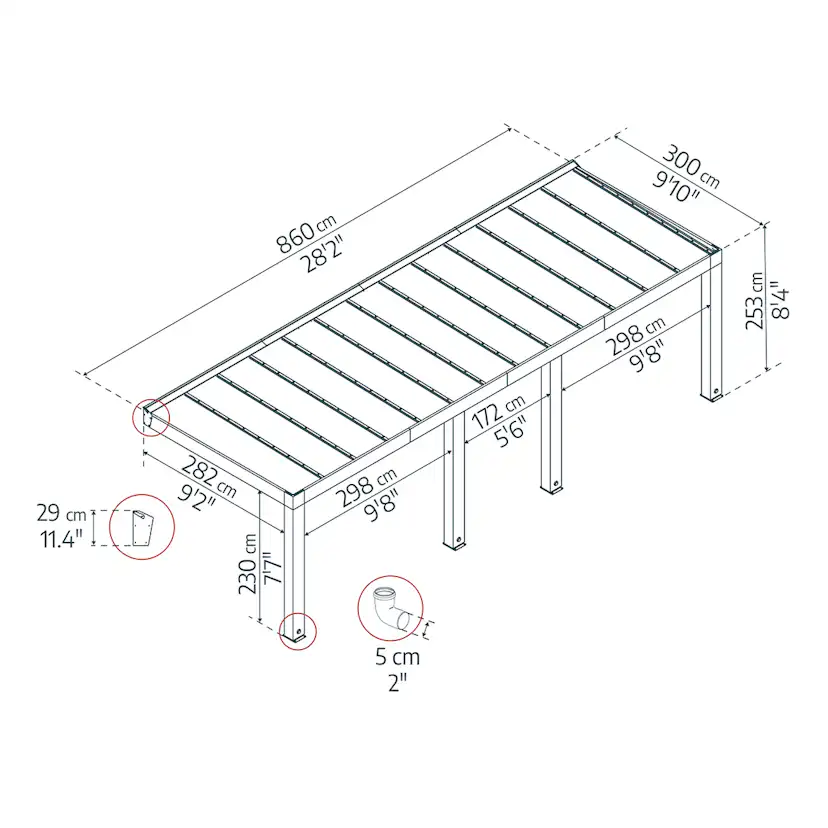 Altantak Canopia by Palram Helsinki Cederträ 3X8,6 m