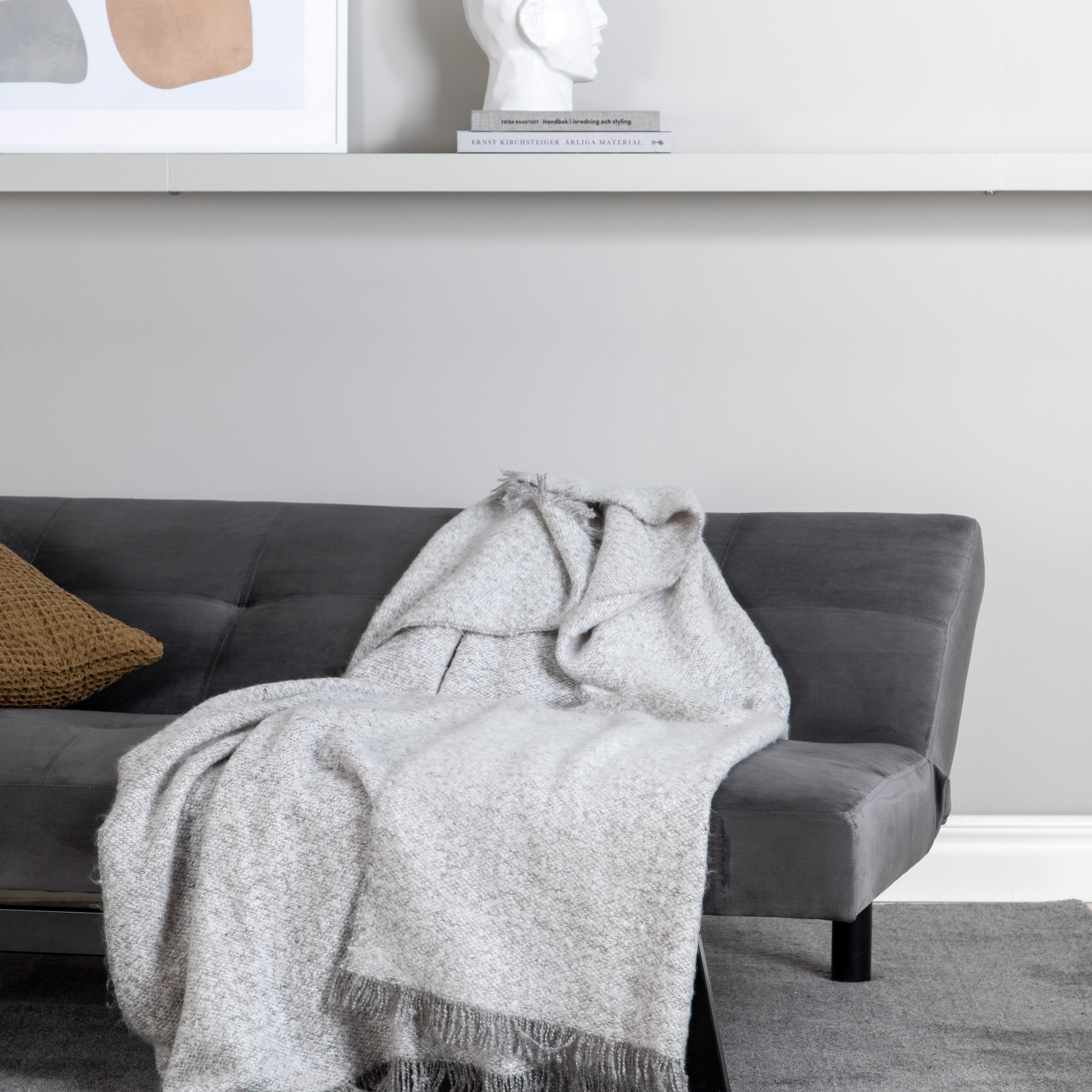 Bäddsoffa Venture Home Bodil Grå Sammet 2-sitssoffa 180x80x55 cm 1 Sovplats