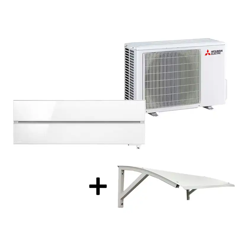 Mitsubishi Electric Hero 2.0 LN25 6,3kW Värme SCOP 5,2 Luftvärmepump Paket med Värmepumpstak