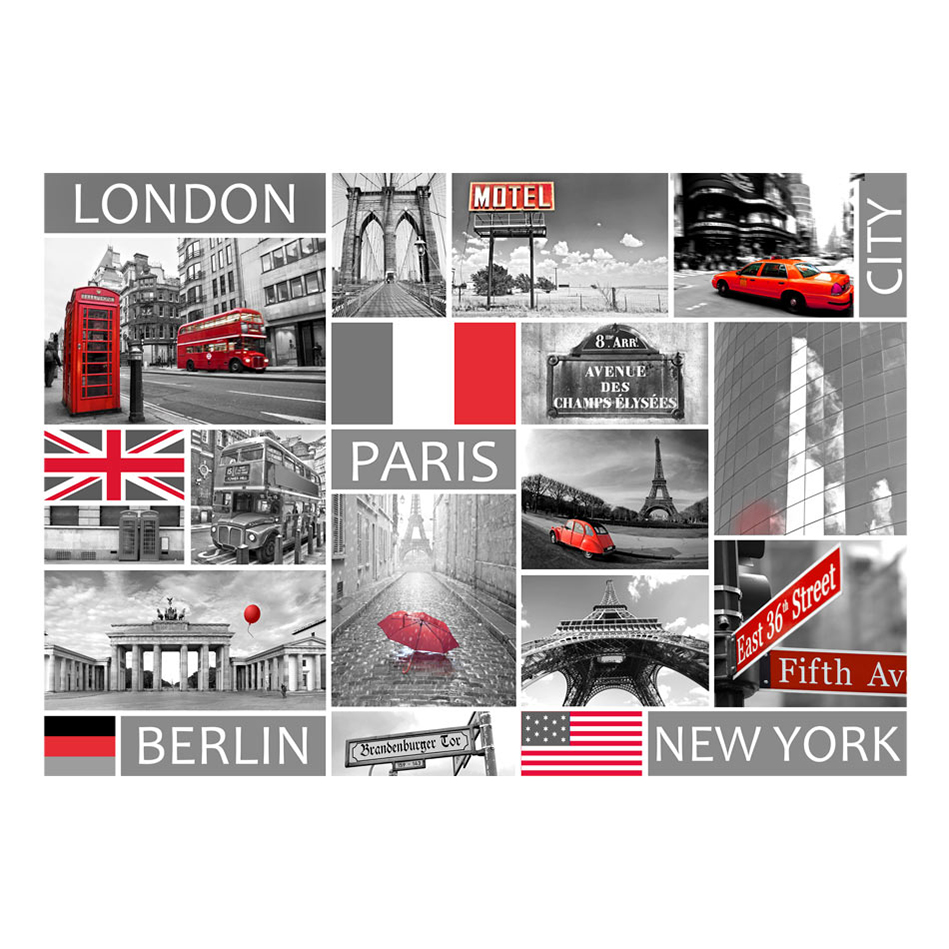 London, Paris, Berlin, New York 300x210 Storlek: 300x210 cm