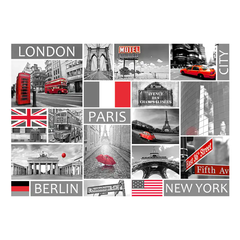 London, Paris, Berlin, New York 300x210 Storlek: 300x210 cm