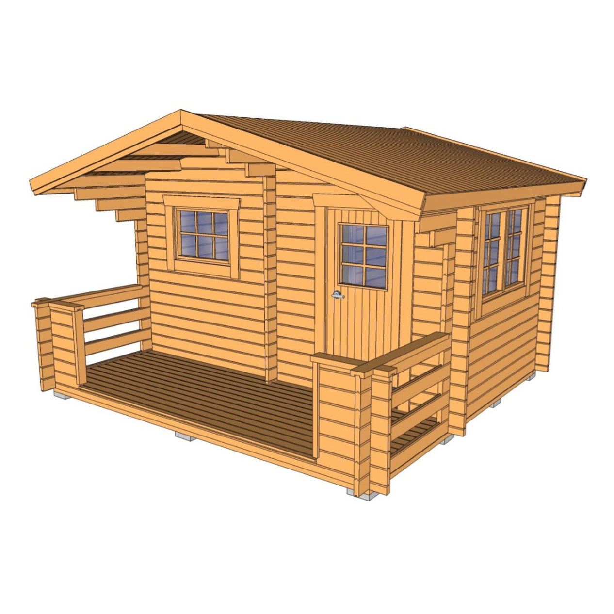 Bastu Baseco Bräska 10 m² Fristående Bastuhus med Altan & Sadeltak