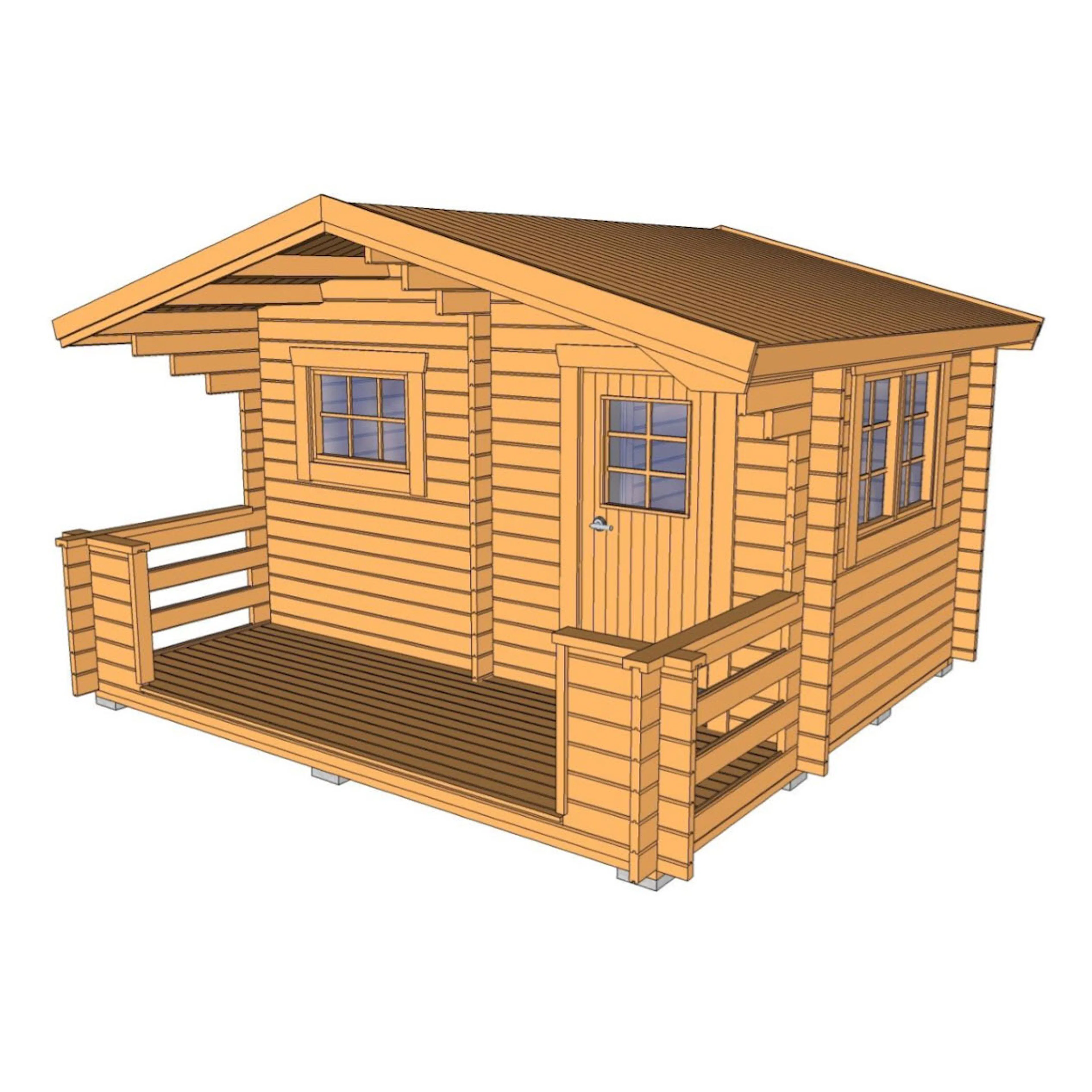 Bastu Baseco Bräska 10 m² Fristående Bastuhus med Altan & Sadeltak