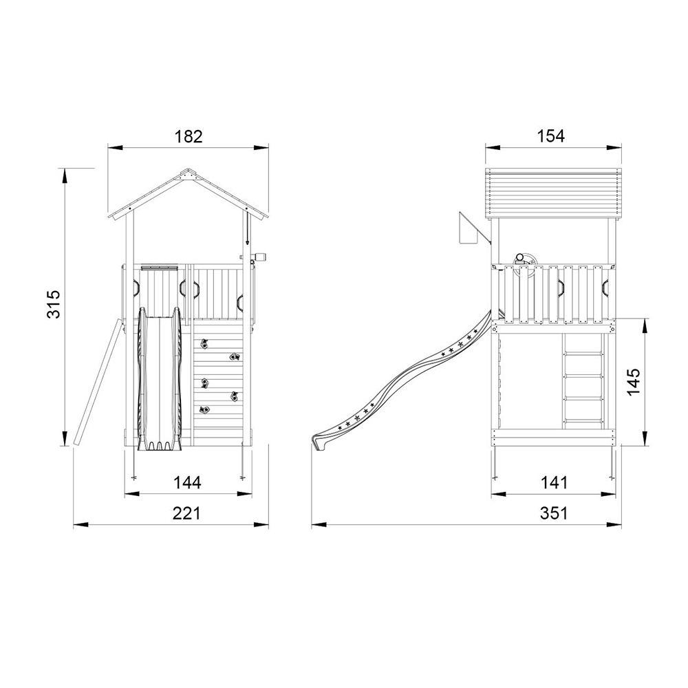 Jungle Gym Sierra lektorn komplett inkl. grön rutschkana Grön