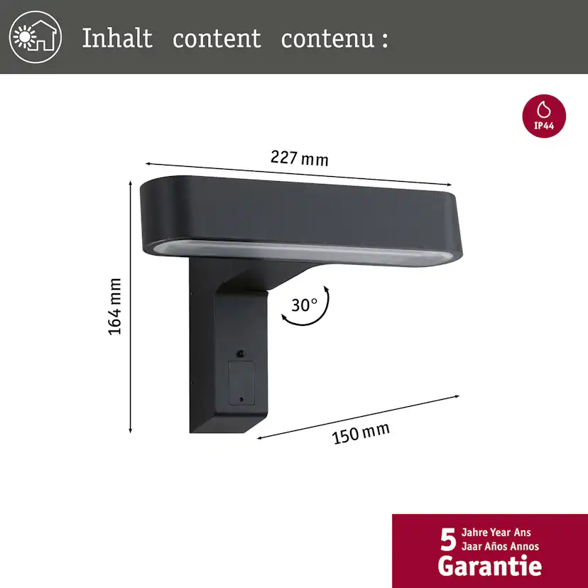 Fasadbelysning LED Paulmann Ito med Rörelsesensor IP44 230V