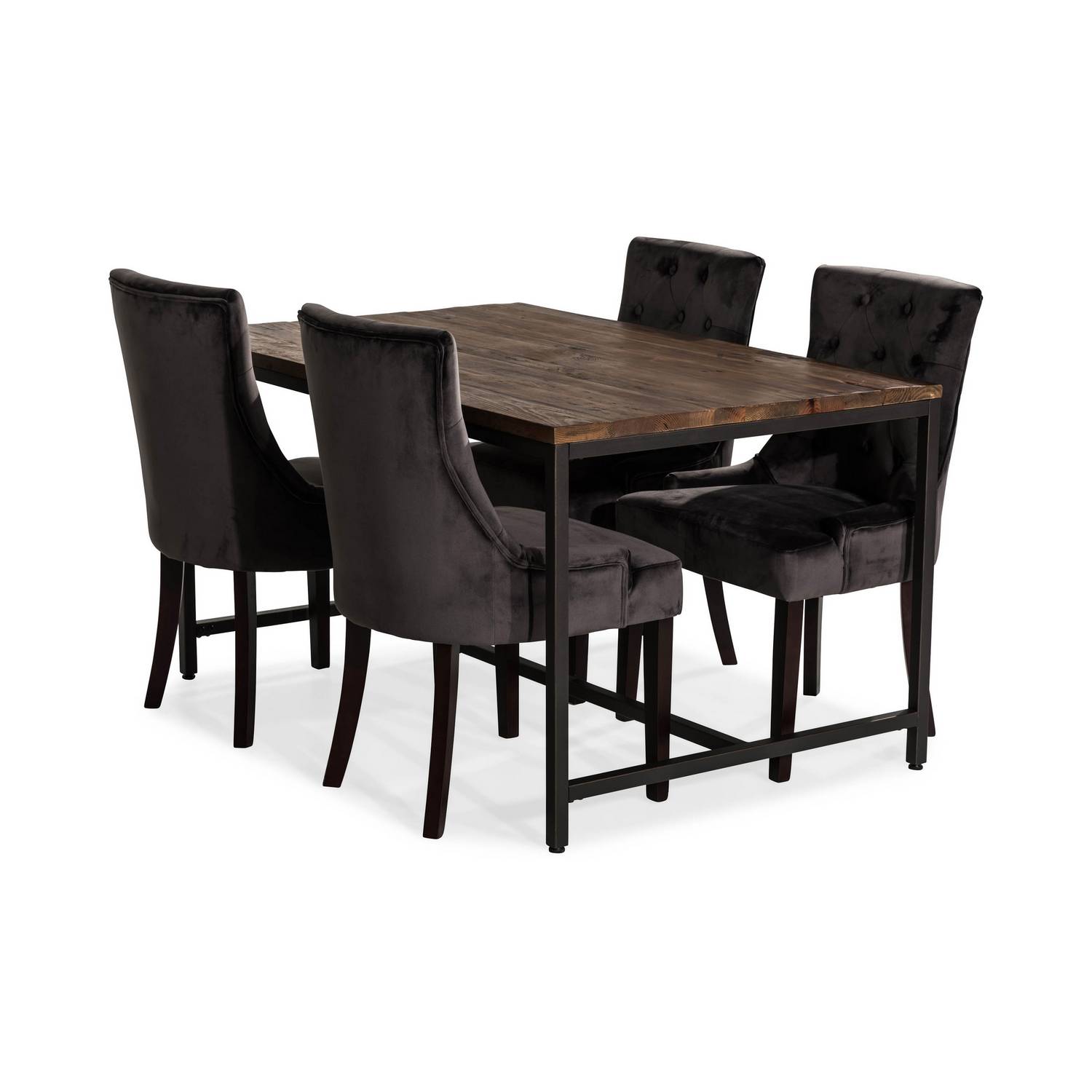 Matgrupp Bloomington Wilmer Rektangulär 140 cm med 4 Viktoria Matstol Sammet