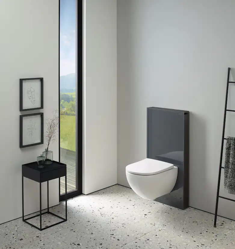 WC-Fixtur Geberit Monolith för Vägghängd Toalettstol 101 cmxMint/Glas