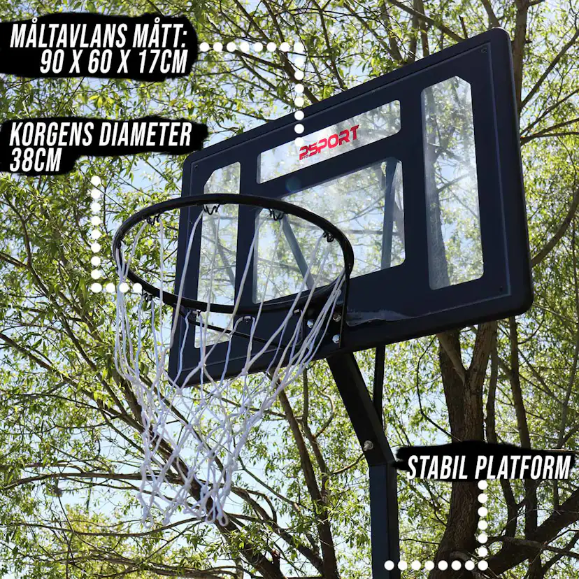 Basketkorg ProSport Ungdom Black Edition 2,1-2,6m