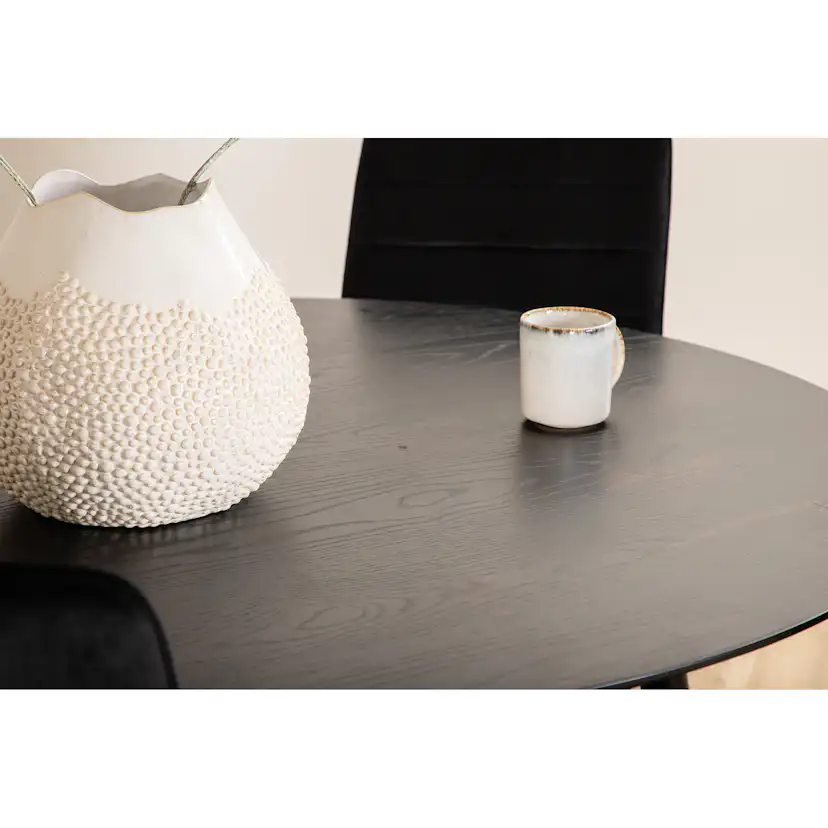 Dipp Dining Table - 115cm - Black Veneer / All black legs +W Svart, Sammet