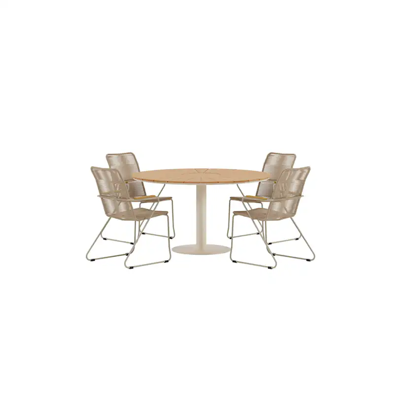 Matgrupp Utomhus Venture Home Croft Ø120 cm med 4 st Bois Trädgårdsstolar