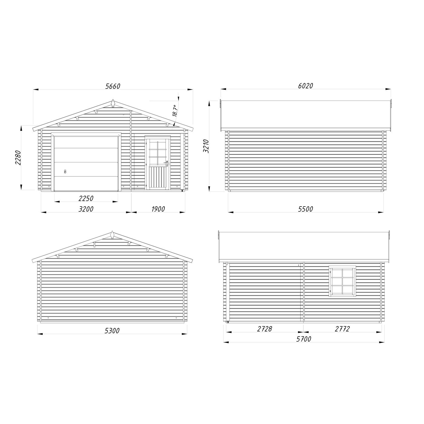 Roger 21,9+5,2 m2 with sectional door Brun dippad