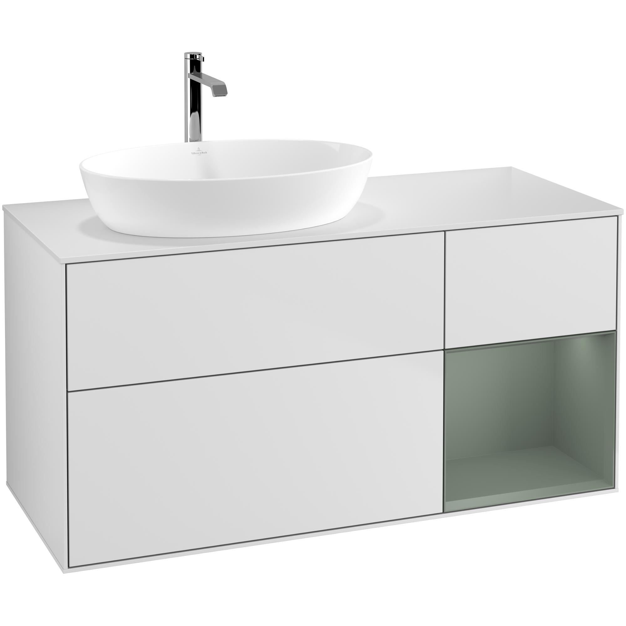 Tvättställsskåp Villeroy & Boch Finion med 3 Lådor Hylla och Bänkskiva för Ocentrerat Tvättställ från Artis & Collaro