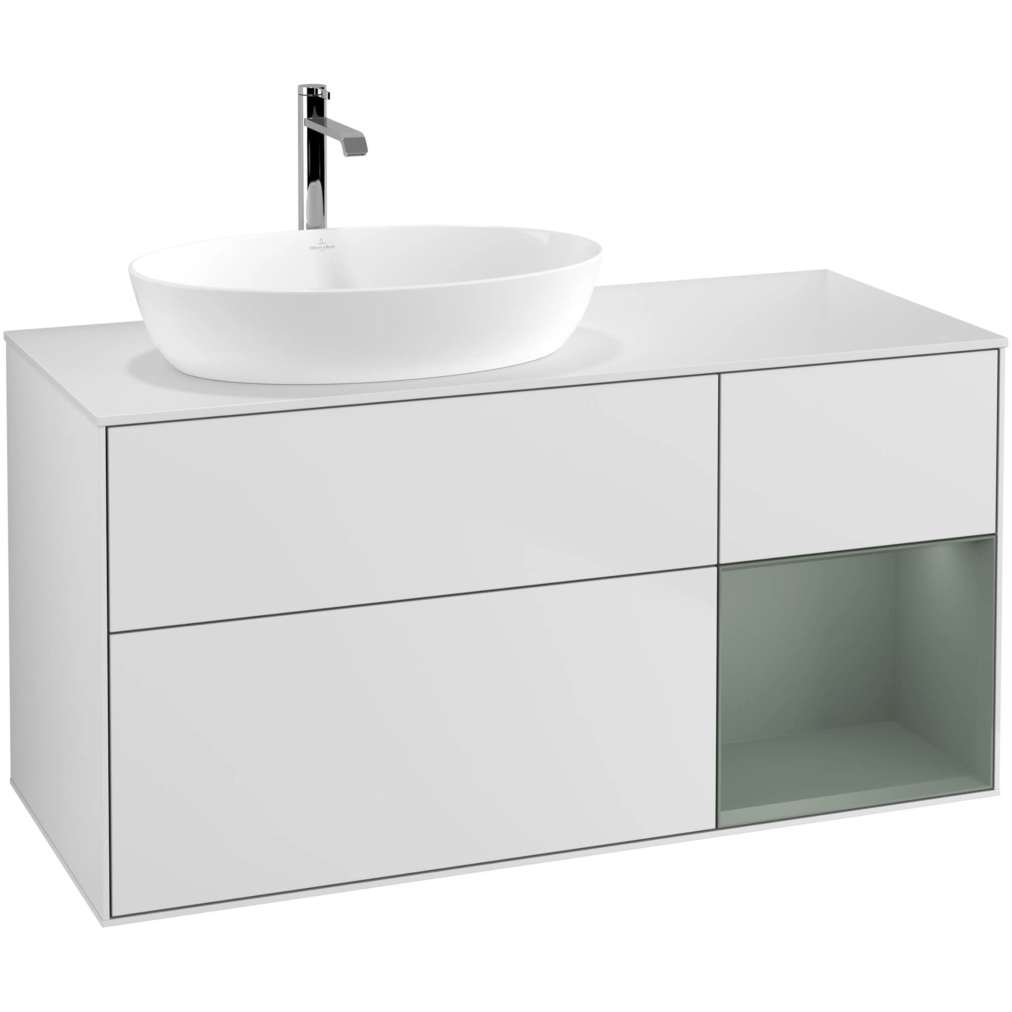 Tvättställsskåp Villeroy & Boch Finion med 3 Lådor Hylla och Bänkskiva för Ocentrerat Tvättställ från Artis & Collaro