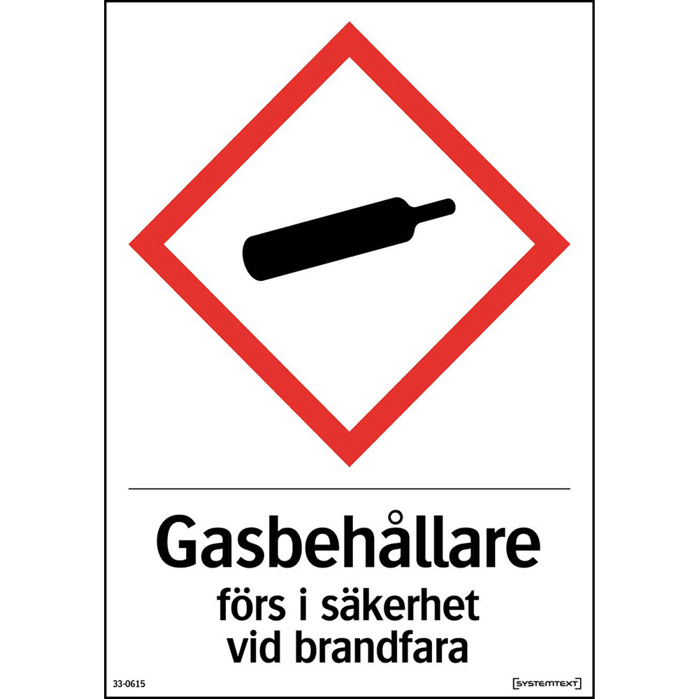 Skylt Systemtext Gasflaskor Vit Reflex