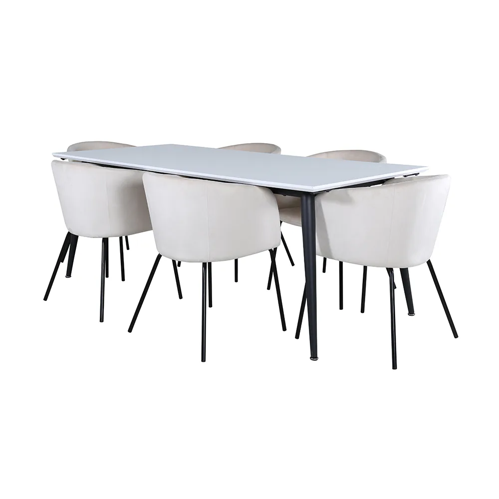 Matgrupp Venture Home Jolie med 6 Bergen Stolar Sammet