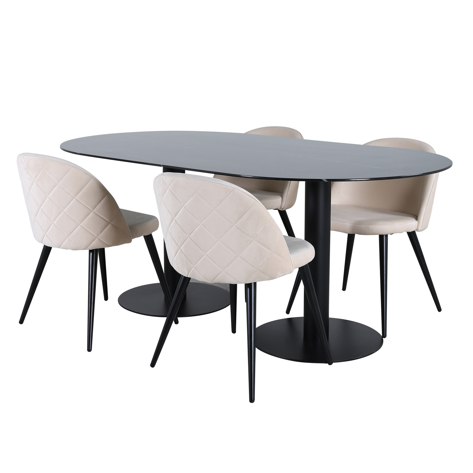 Matgrupp Venture Home Oslo med 4 Valentina Stitcthes Stolar Sammet