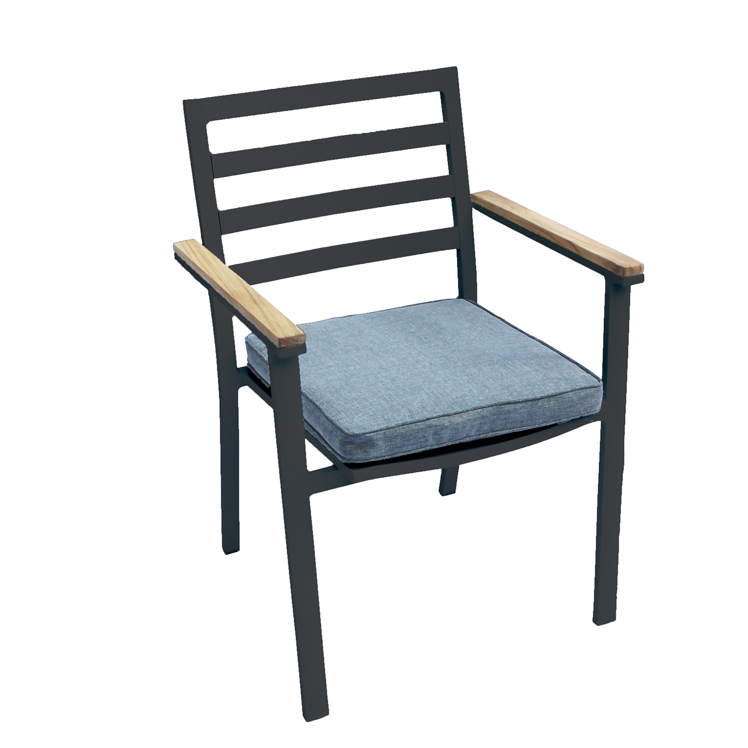Brasilia Karmstol (stapelbar) - Svart Alu / Teak Svart