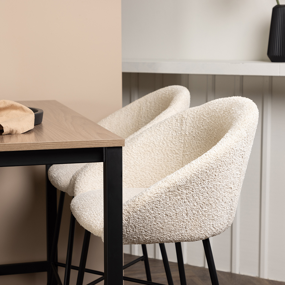 Camden Bar Table - Walnut / Walnut MDF +Velvet Bar Chair - B Valnöt/Vit