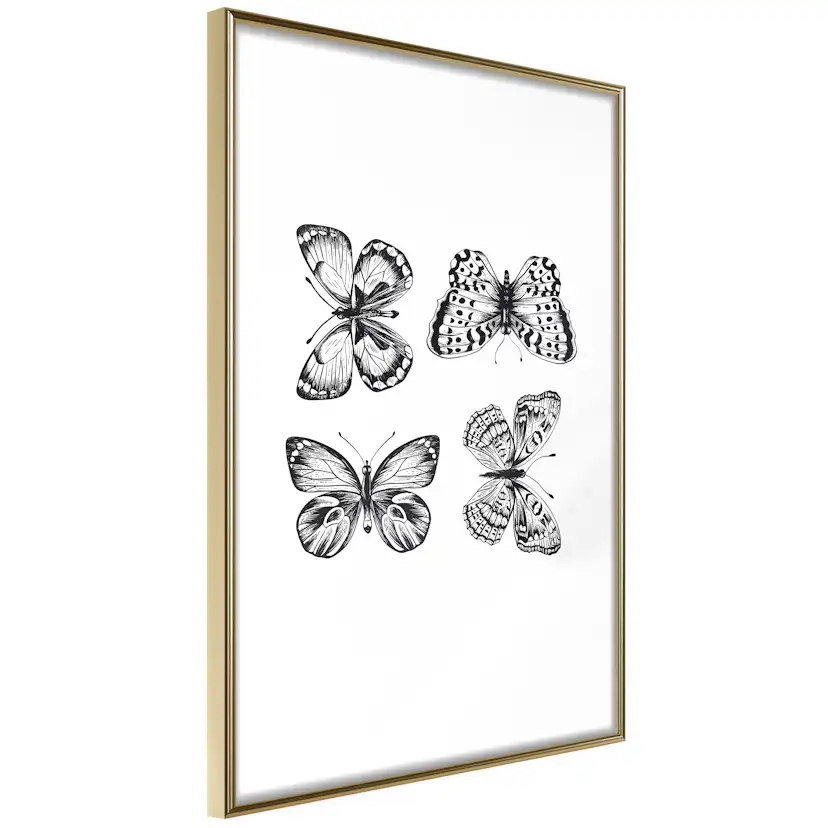 Poster Artgeist Affisch Four Butterflies