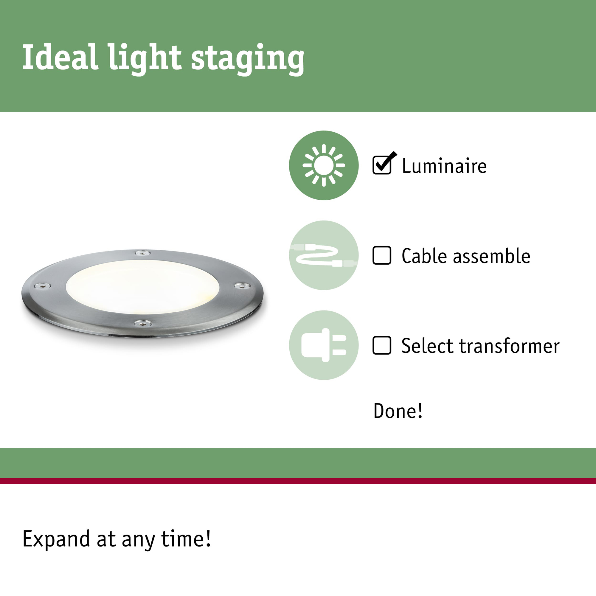 LED Infälld Markbelysning Paulmann Plug & Shine Floor Spot IP67 24V