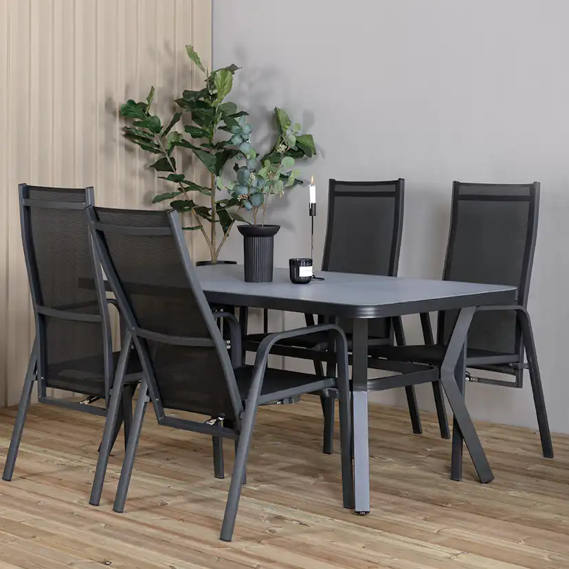 Matgrupp Venture Home Vyn Svart med 4 Curz Matstolar