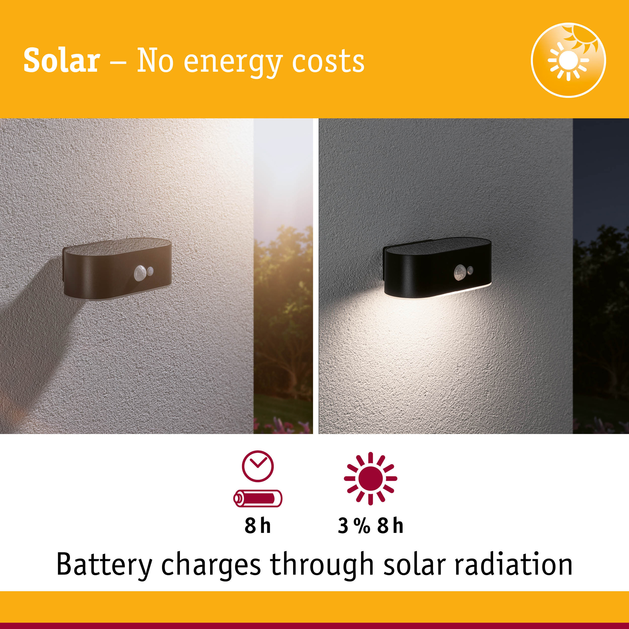 Fasadbelysning Solcell Paulmann Adya LED med Rörelsesensor IP44