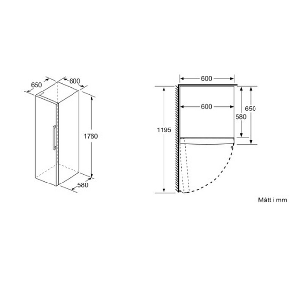 Fristående Kylskåp Bosch KSV33VLEP Serie 4 Inox-Look 176cm