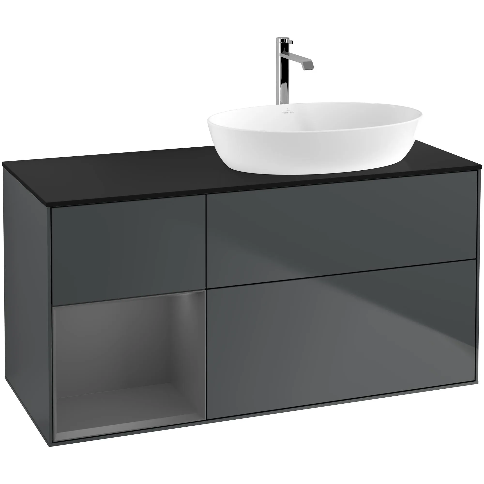 Tvättställsskåp Villeroy & Boch Finion med 3 Lådor Hylla och Bänkskiva för Ocentrerat Tvättställ från Artis & Collaro