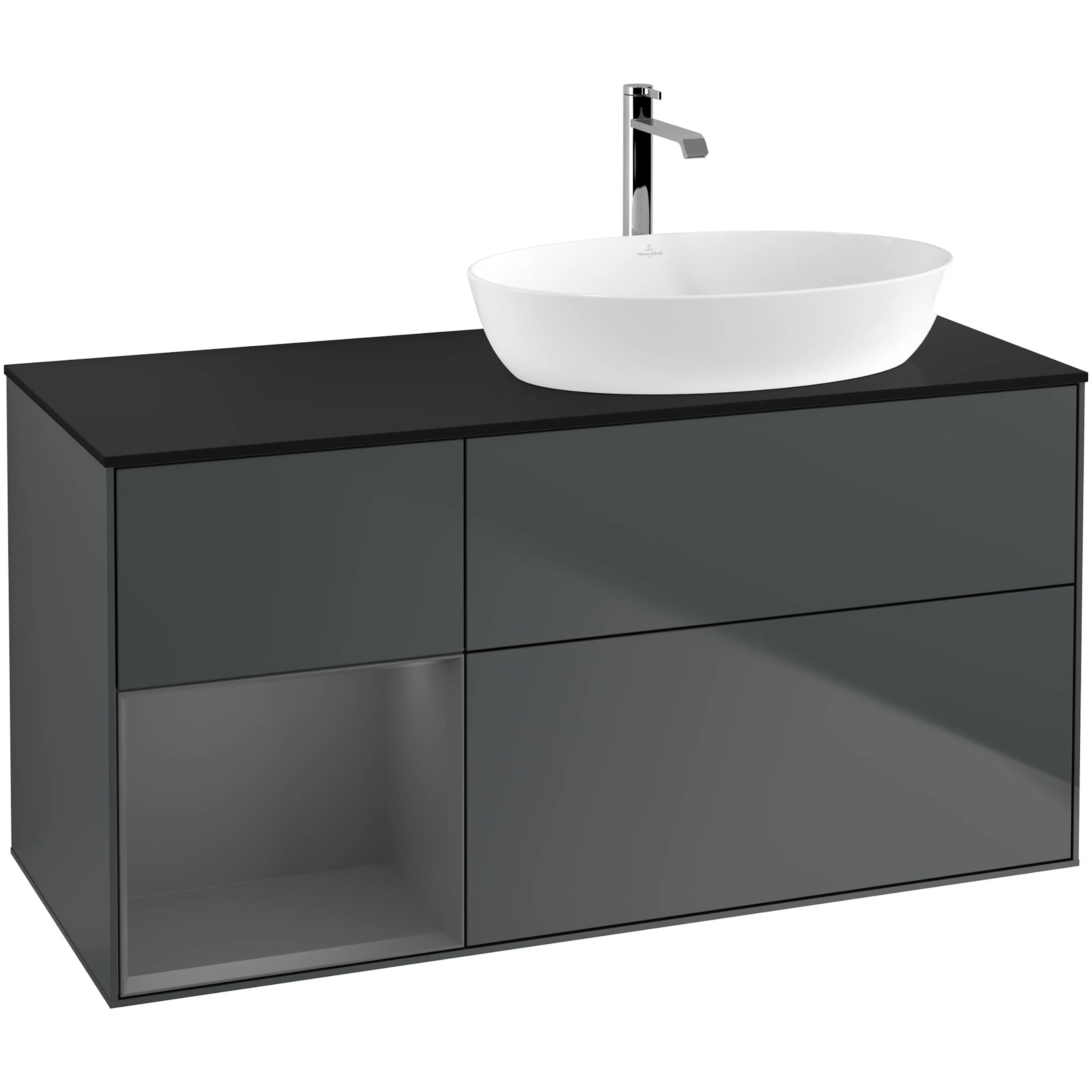 Tvättställsskåp Villeroy & Boch Finion med 3 Lådor Hylla och Bänkskiva för Ocentrerat Tvättställ från Artis & Collaro