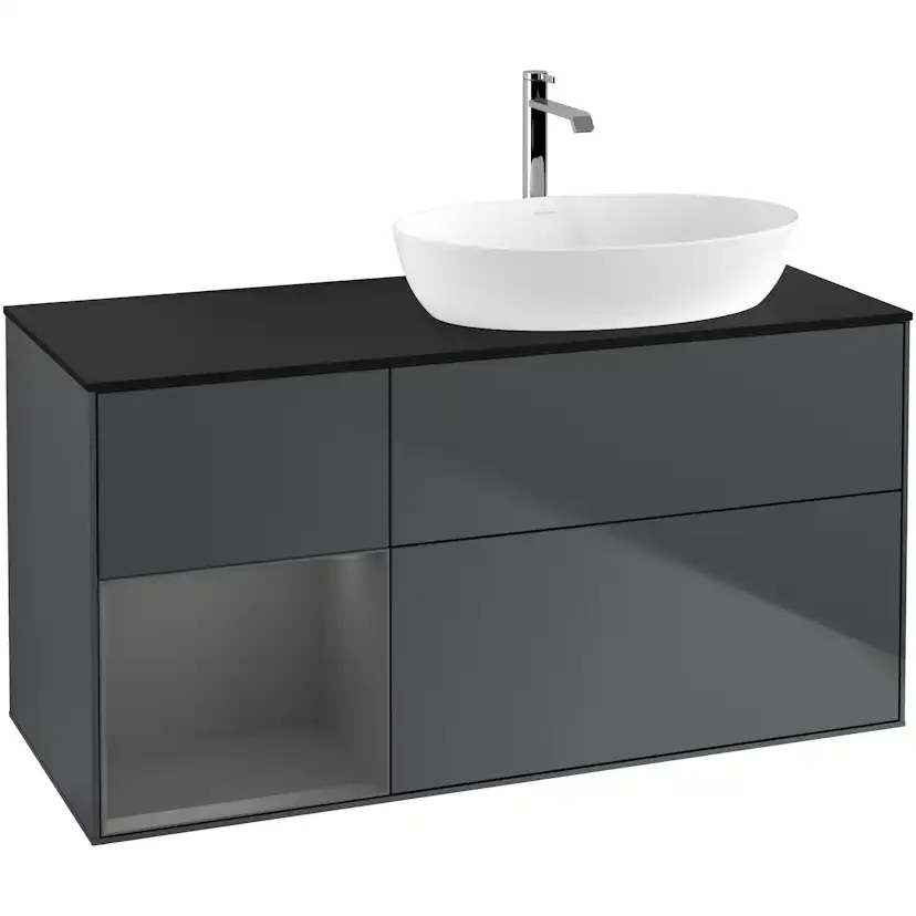 Tvättställsskåp Villeroy & Boch Finion med 3 Lådor Hylla och Bänkskiva för Ocentrerat Tvättställ från Artis & Collaro