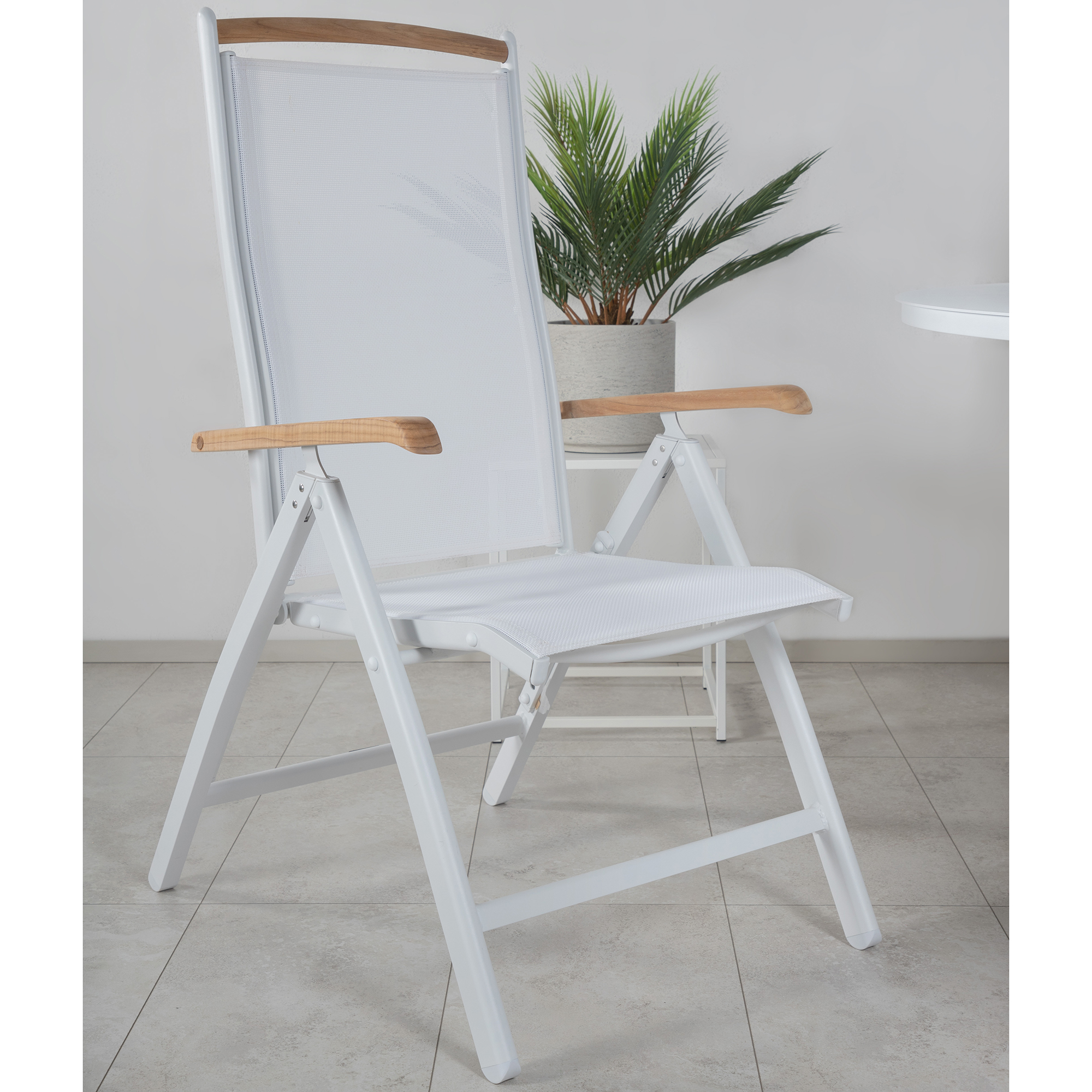 Alma Dining Table - White Alu - ø120cm+Panama 5:pos Chair - Vit