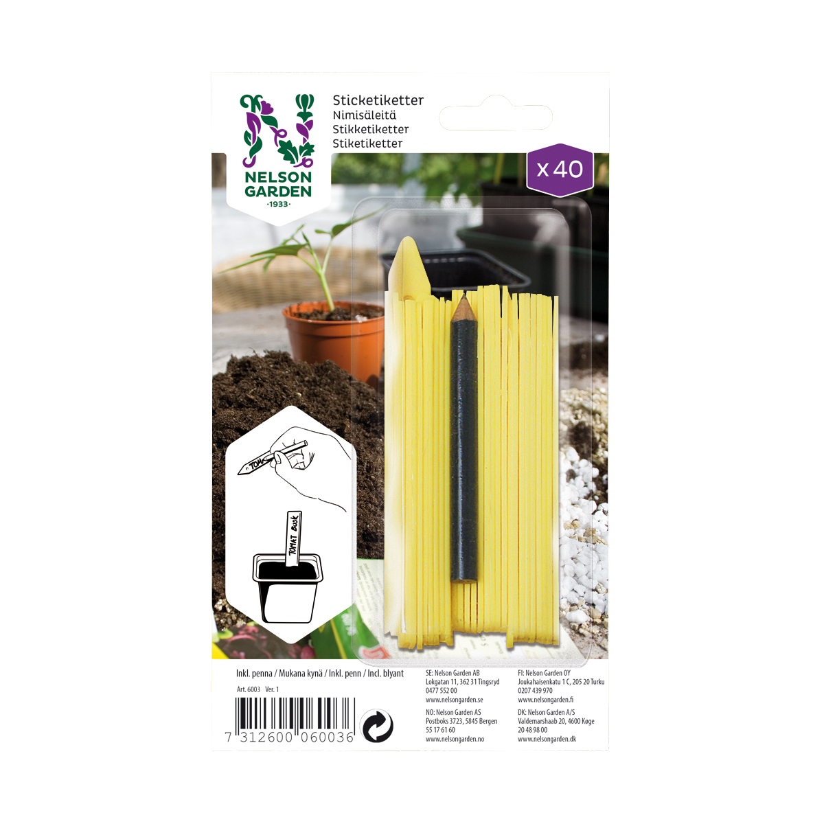 Sticketikett Nelson Garden Plast 10 cm