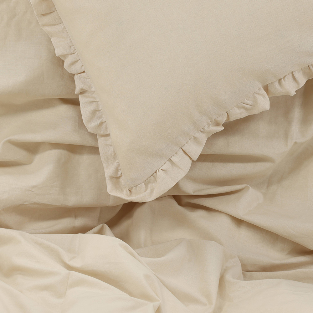 Lias Bed Set Cotton Linen Beige 150x200 cm Färg: Beige, Mått: 150x200 cm