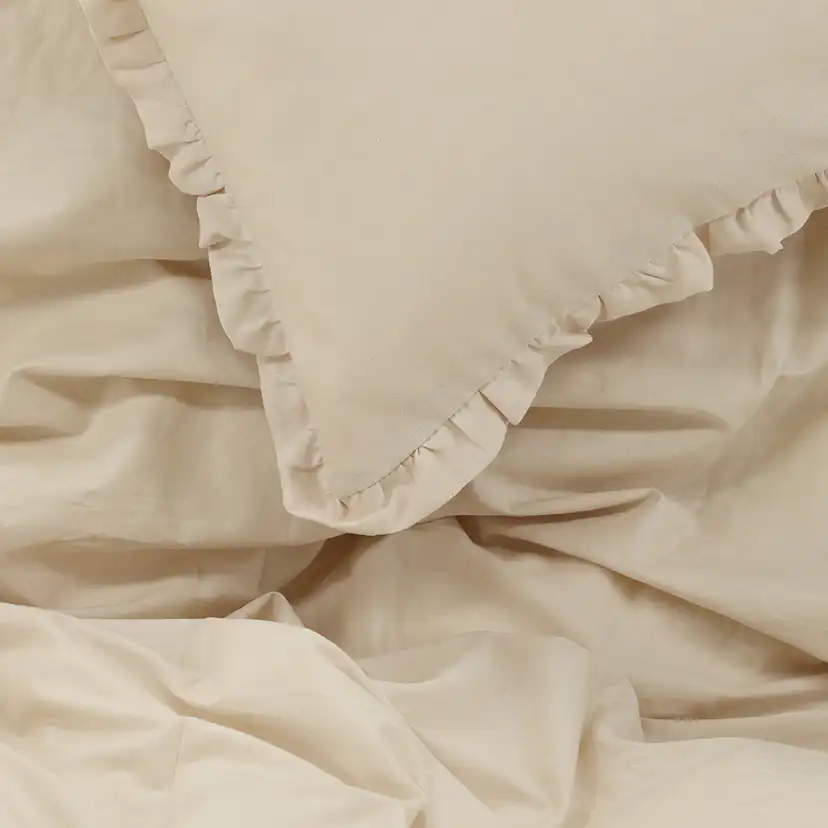 Lias Bed Set Cotton Linen Beige 150x200 cm Färg: Beige, Mått: 150x200 cm