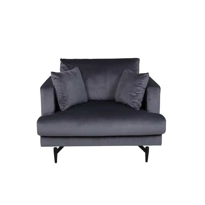 Sofia Single Sofa - Black / Dark Grey Velvet Mörkgrå