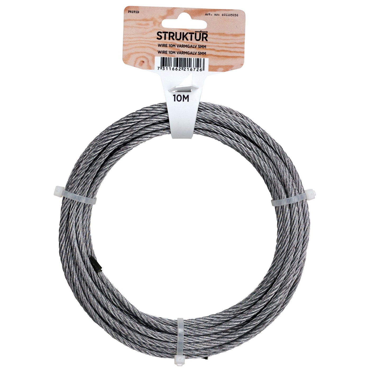 WIRE FZ 10M Ø5MM Elförzinkad, D: 5 mm, L: 10 m