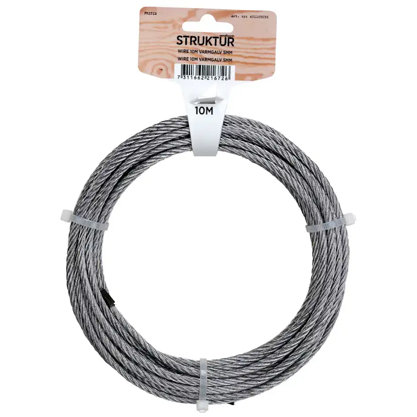 WIRE FZ 10M Ø5MM Elförzinkad, D: 5 mm, L: 10 m