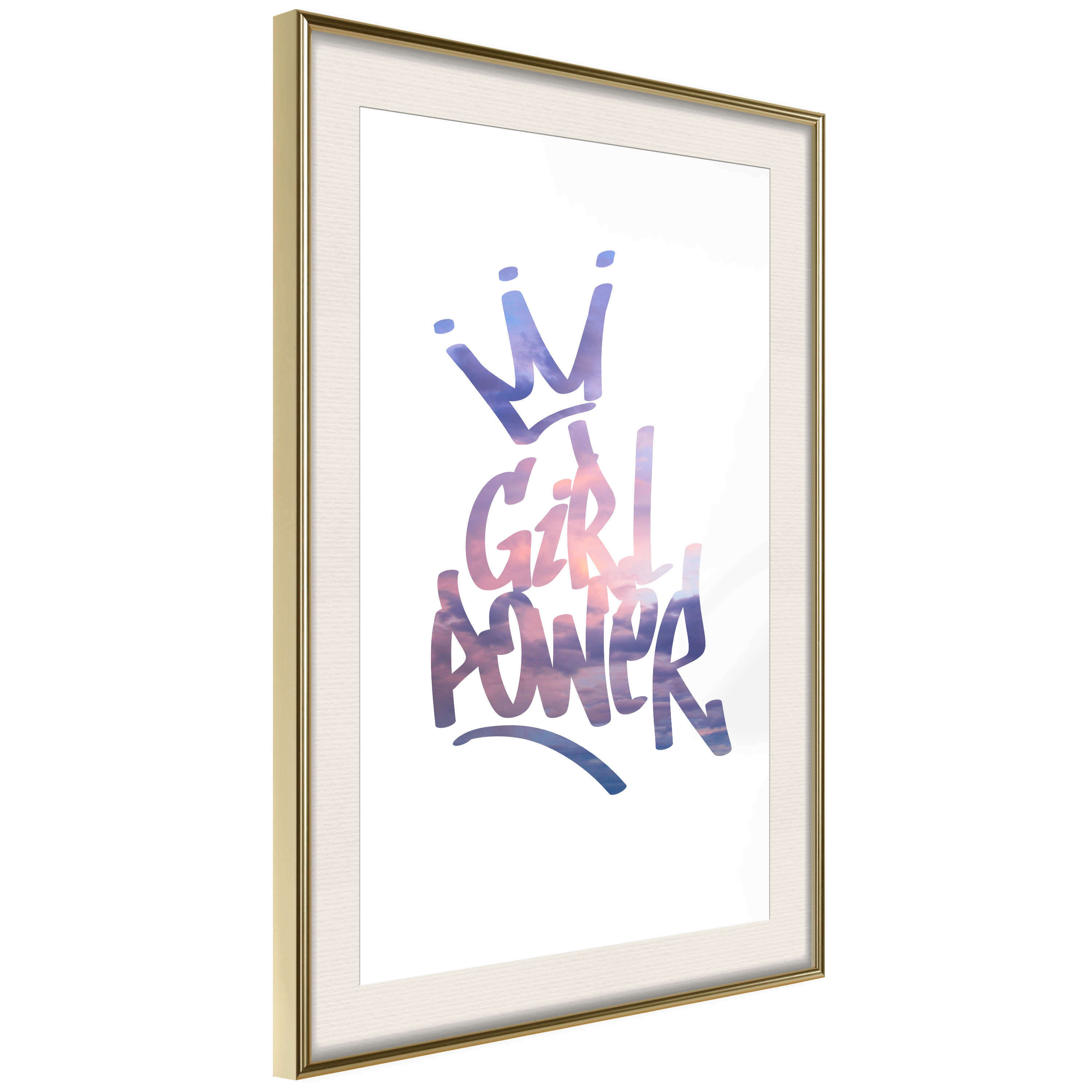Affisch - Girl Power [Poster] 30x45 Guld ram med passepartout, 30x45 cm