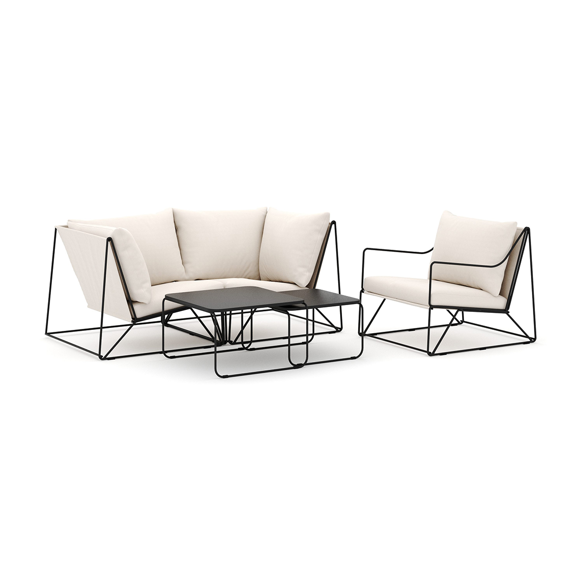 Loungesoffa Comfort Garden Usteryd utomhus rak 3-sits soffa med fåtölj