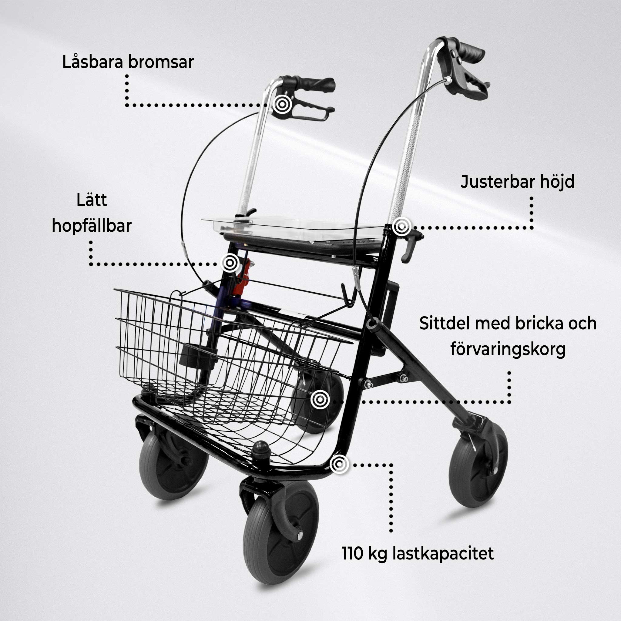Rullator Arvo för Inom- och Utomhusbruk