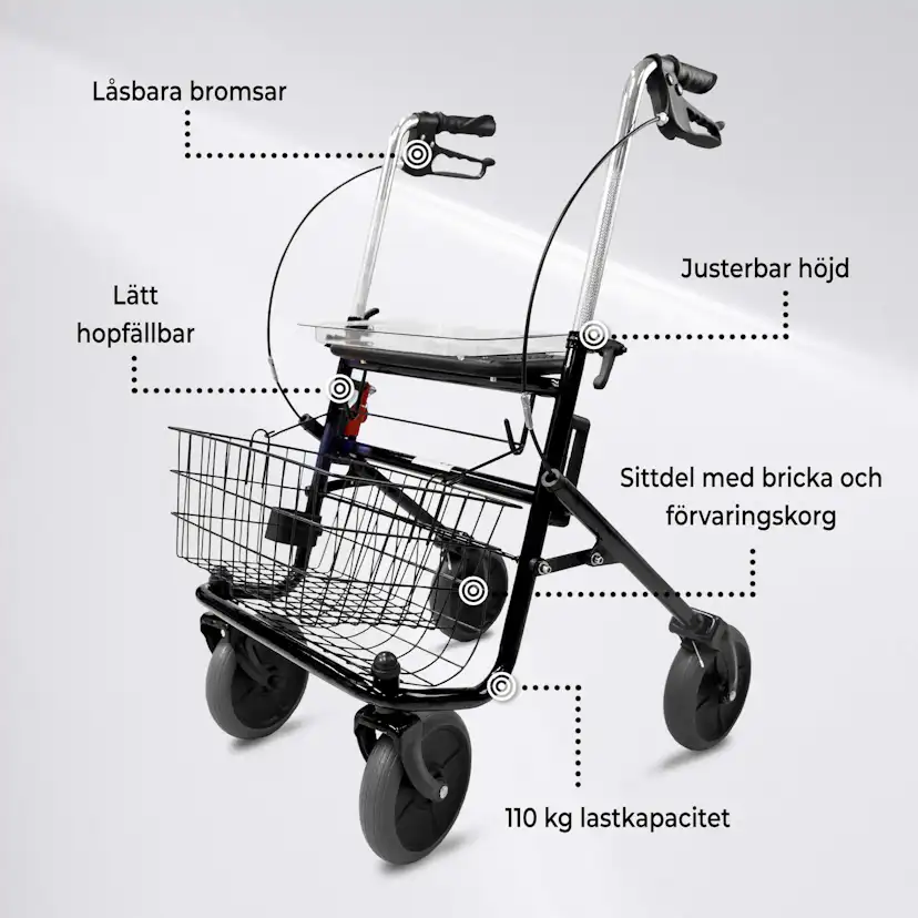 Rullator Arvo för Inom- och Utomhusbruk