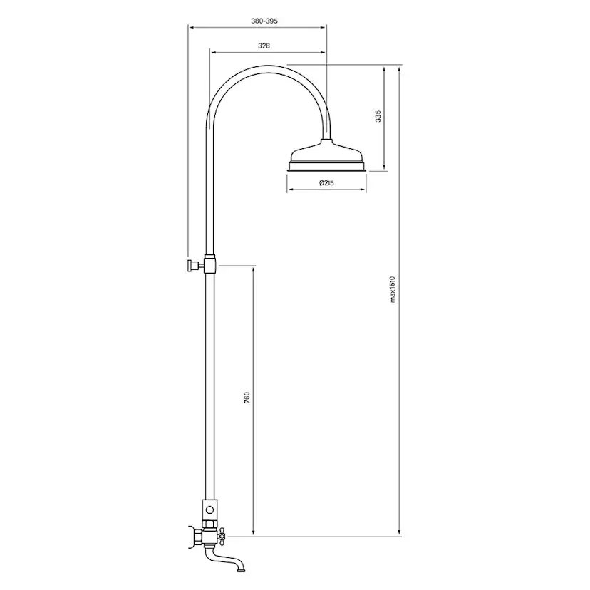 Takduschset Tapwell Classic XCOL 022 med Badkarsblandare Kro Färg: Krom