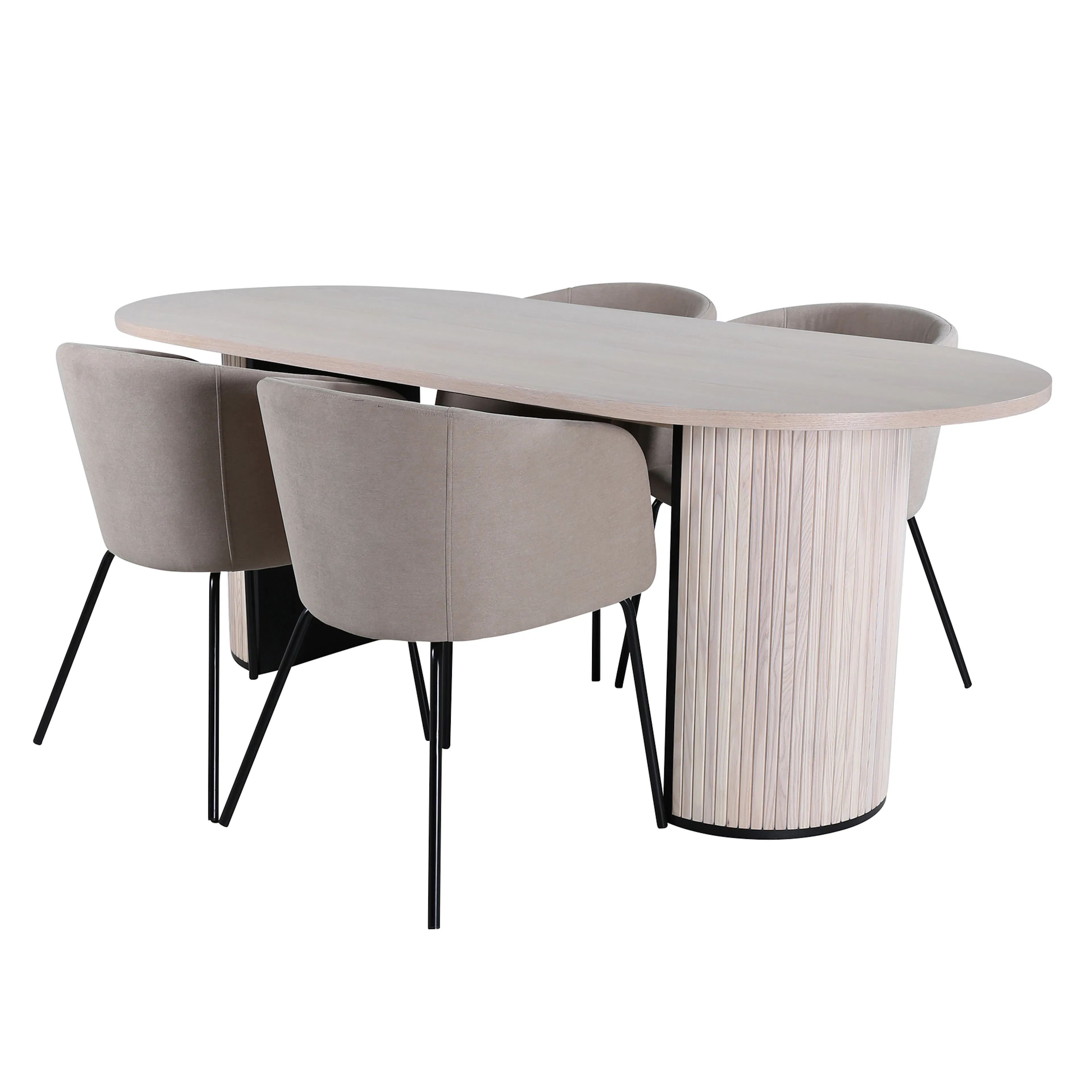 Bianca Oval Dining Table - White Wash / Black Veneer+Berit C Benvit