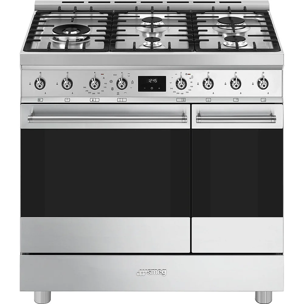 Gasspis Smeg C92GMX2 Sinfonia Rostfri med Dubbelugn och Grillfunktion
