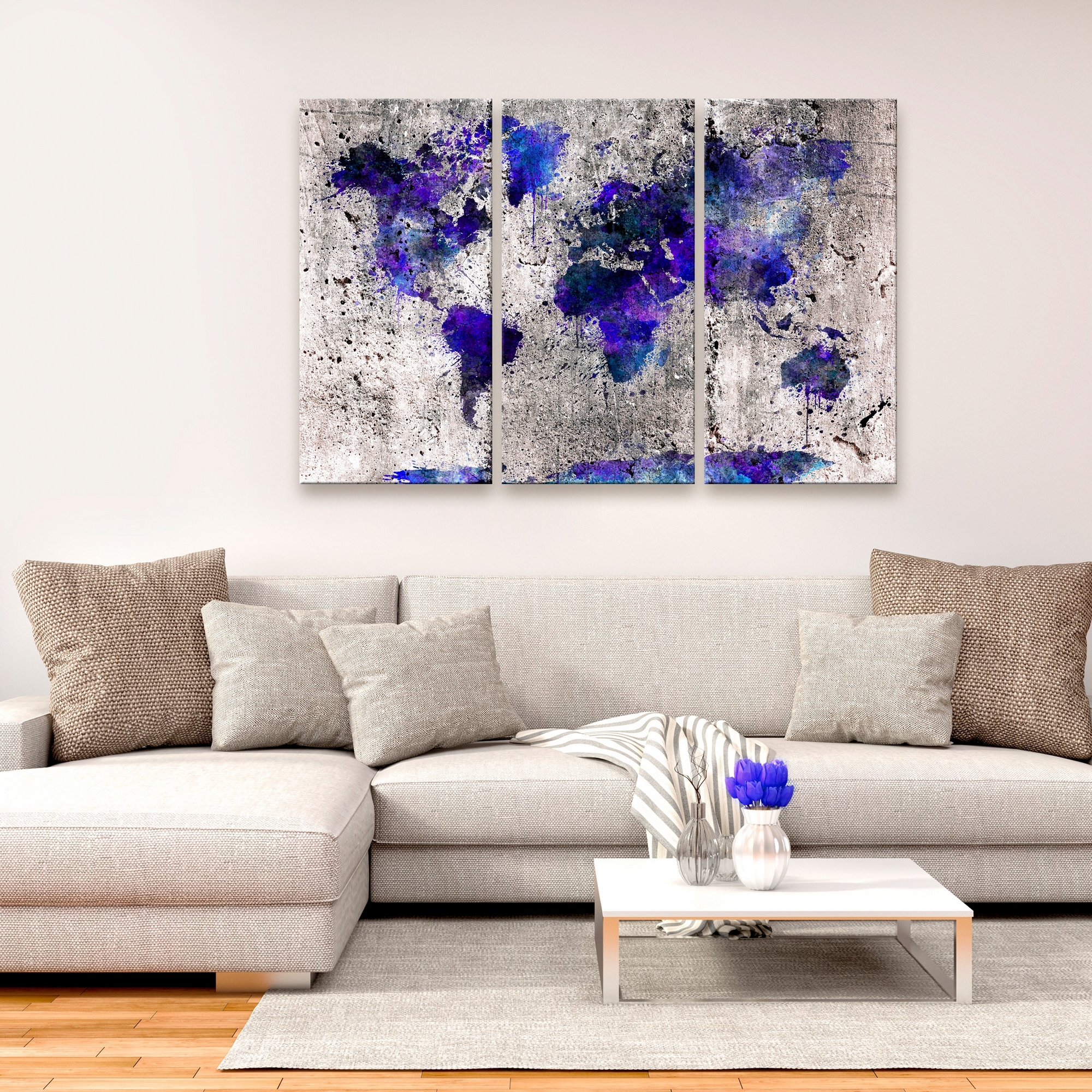 Tavla Arkiio World Map Ink Blots 3 delar