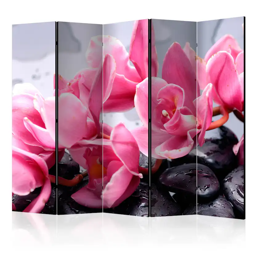Rumsavdelare Skärmvägg Arkiio Orchid Flowers with Zen Stones II 225x172 cm