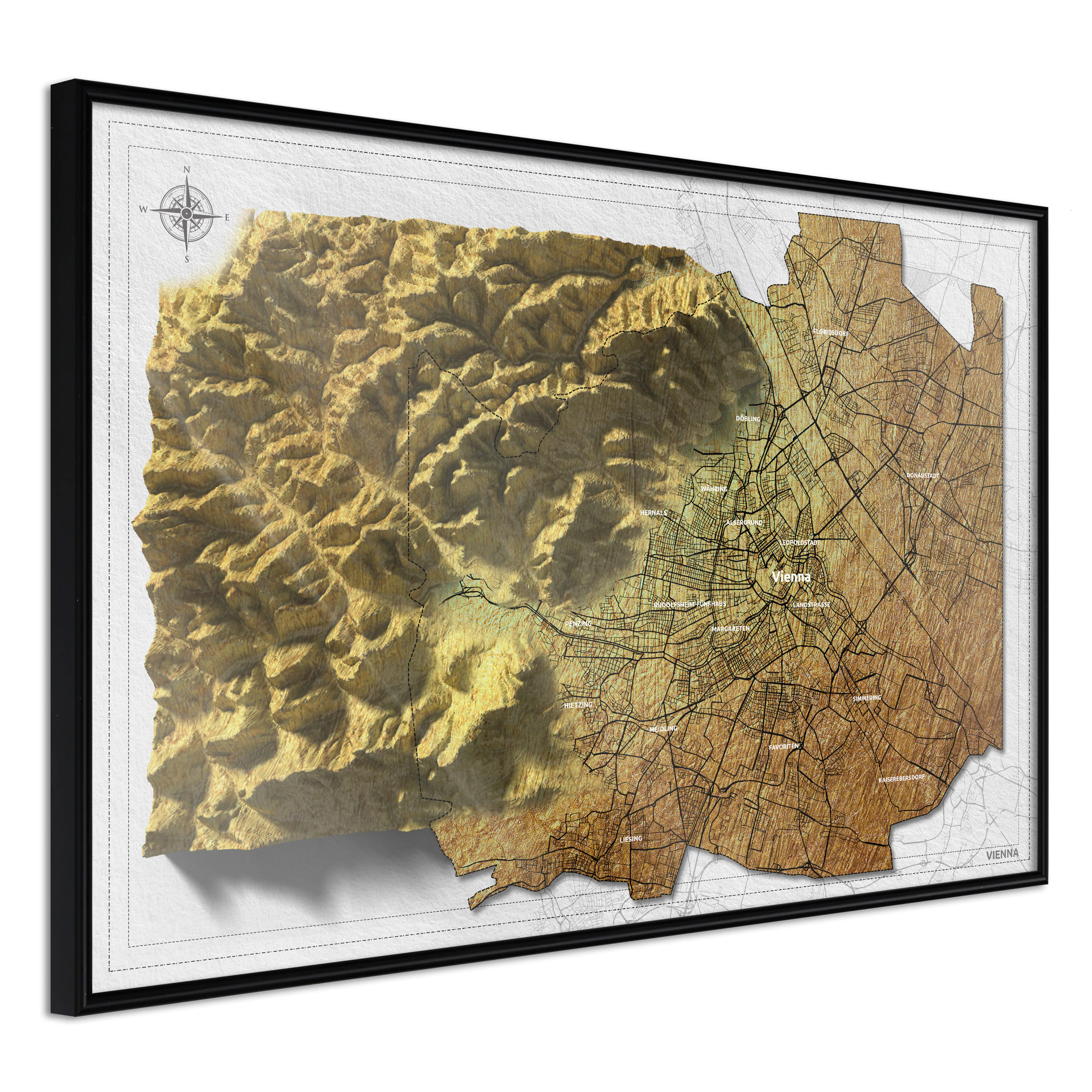 Affisch - Isometric Map: Vienna [Poster] 30x20 Svart ram, 30x20 cm