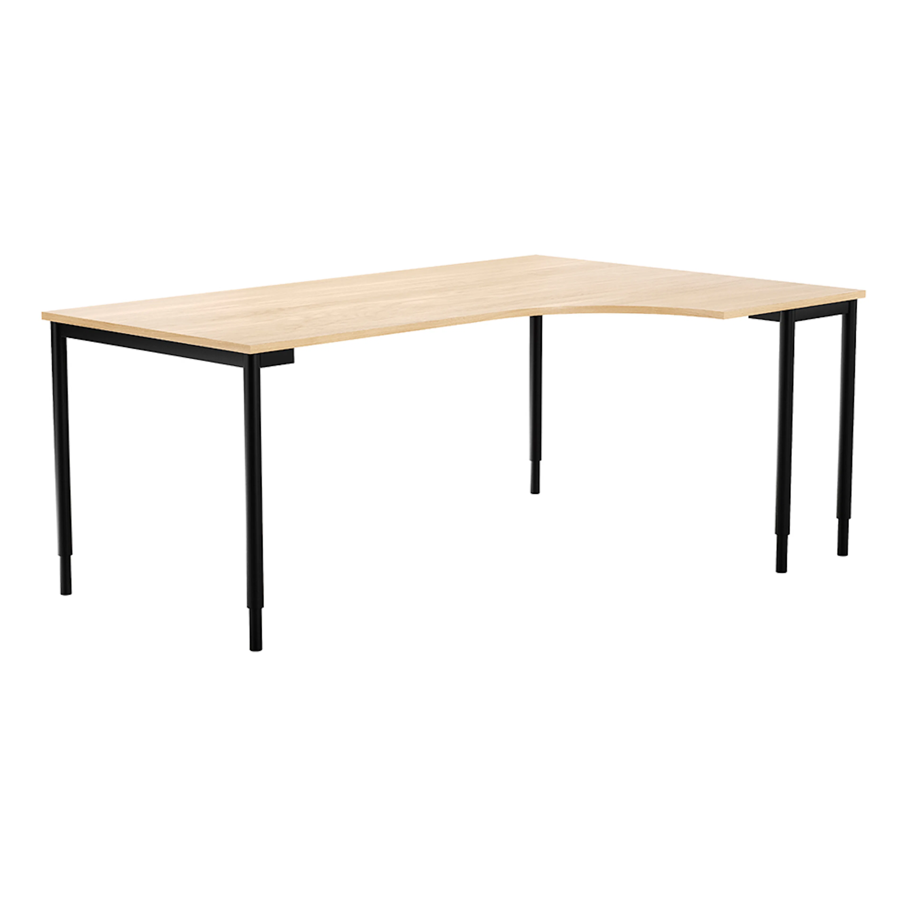 Hörnbord frist HÖ 800x1800x1200x600 eklaminat/svart Ek/Svart, Höger