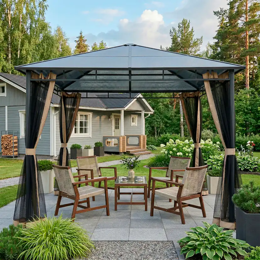 Paviljong Mag-Pro 3 x 3 m Antracit Med Polykarbonattak 6 mm